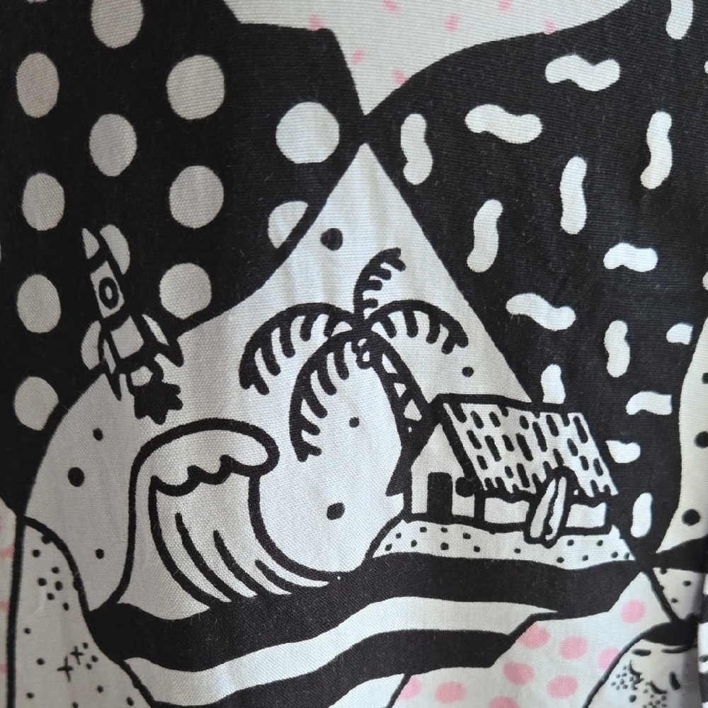Tiiiga Campy Unisex Button Front Shirt With Outer Space And Tropical Scenery - Picture 10 of 17